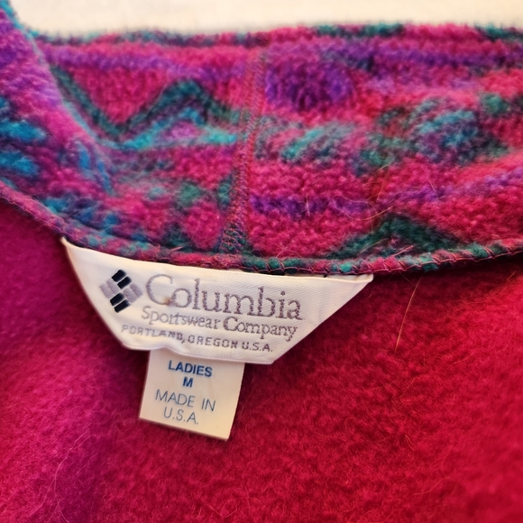 Columbia Vintage 90's Color Block Zipped Fleece Women's M - Picture 6 of 8